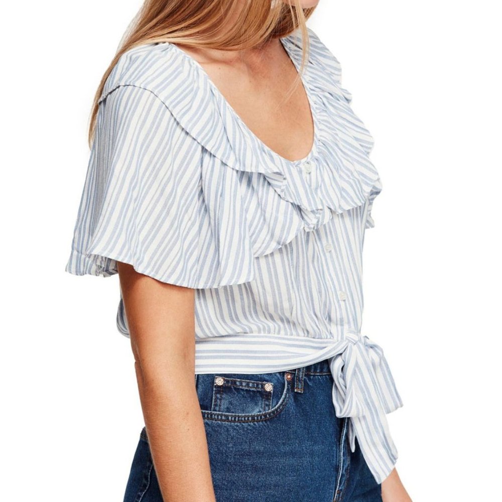 Free People Ivory The Rosemary Ruffle Trim Top - Picture 2 of 13